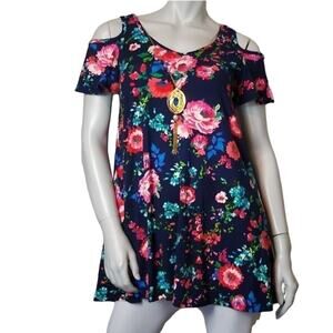 French Atmosphere SZ Small Top Floral Cold Shoulder Detachable Stretch Necklace